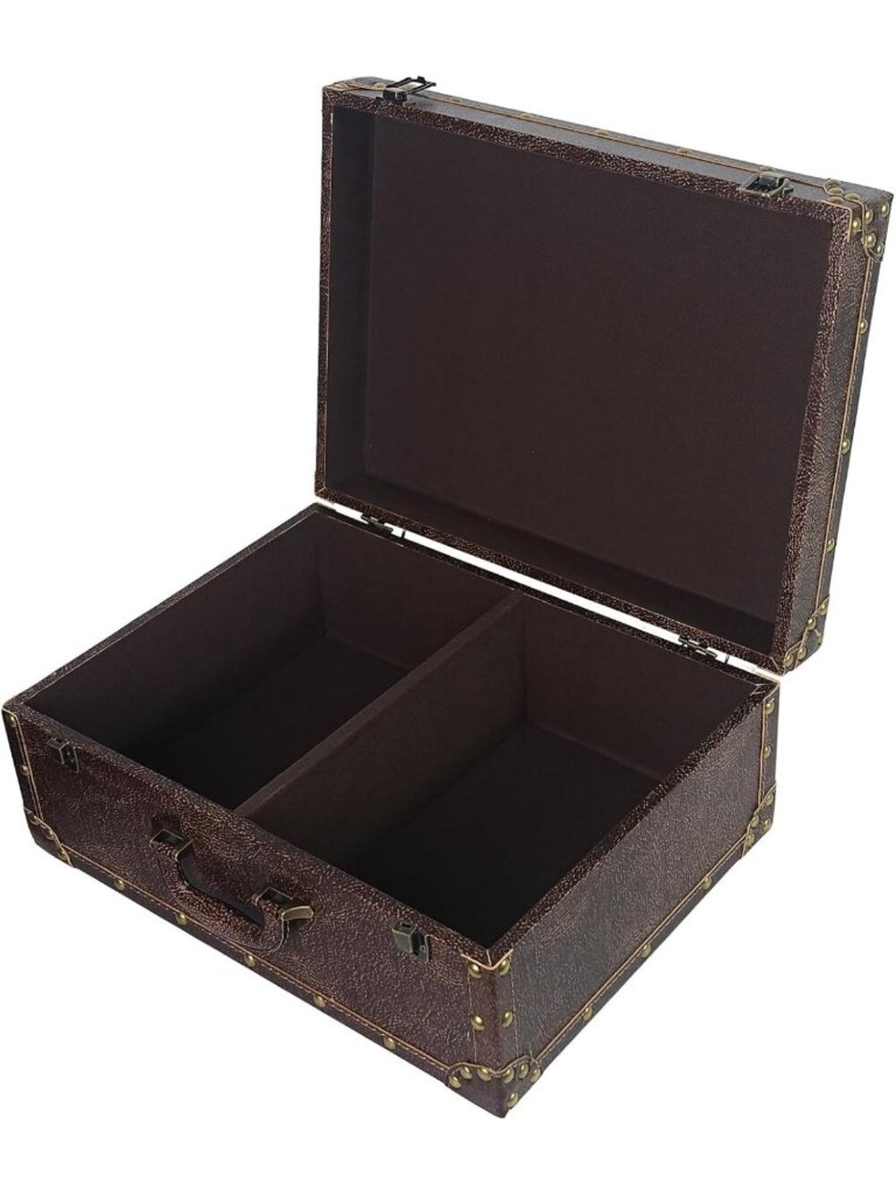Vintage Wooden Decorative Storage Trunk - Large Leather Treasure Chest Box